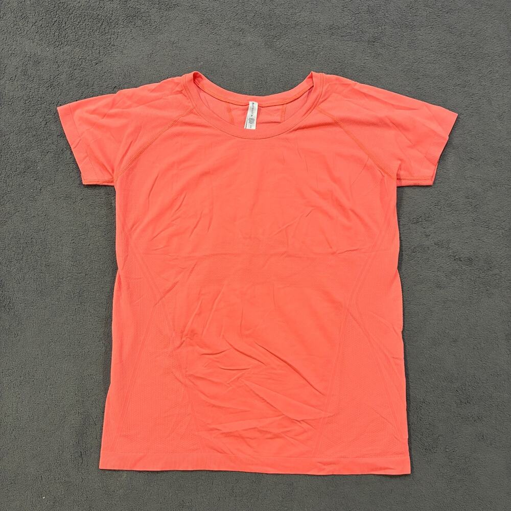 Athleta Momentum Tee Coral Orange Seamless Short Sleeve Shirt Women's Size XL